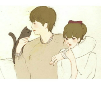 韩国的插画图，画风有点甜哦 我曾经把我的全部给了